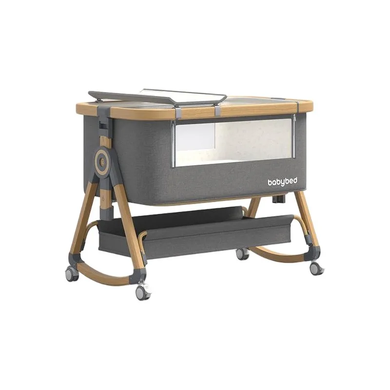 CS-8 Wood Grain Aluminum Alloy Diaper Table Baby Crib (Variant)