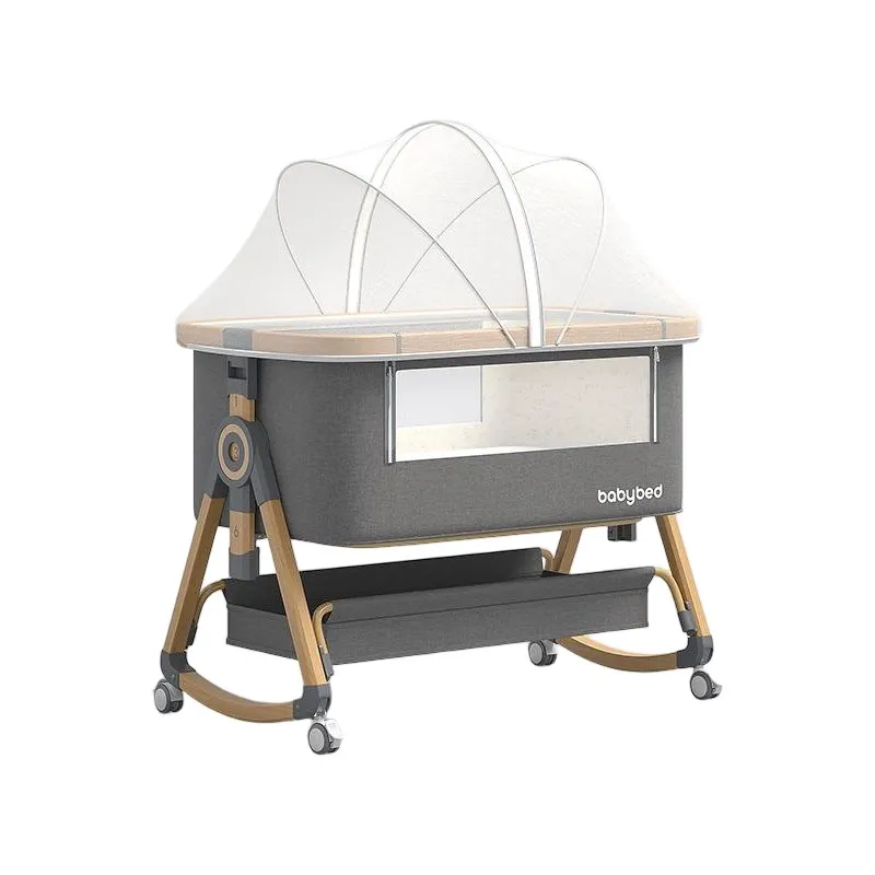 CS-8 Wood Grain Aluminum Alloy Mosquito Net Baby Crib