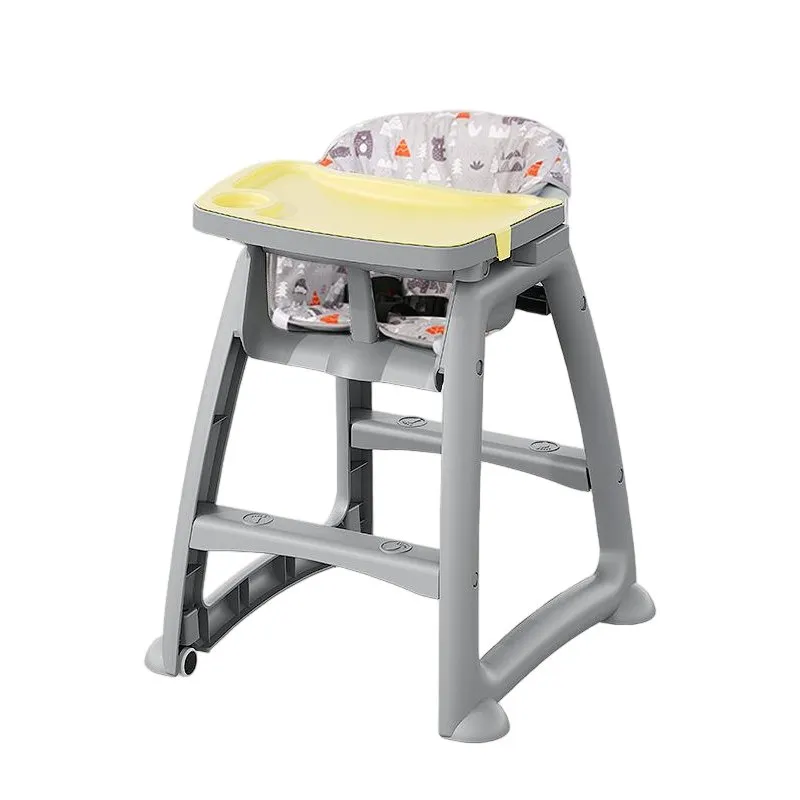 HC-06 Baby High Chair (Double Tray + Silent Wheels + Cushion)