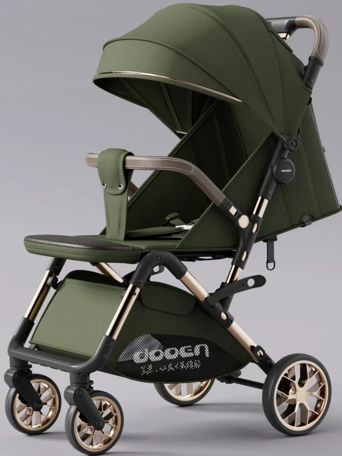 DN-217 All-Season Baby Stroller with Canopy & Leather Grips